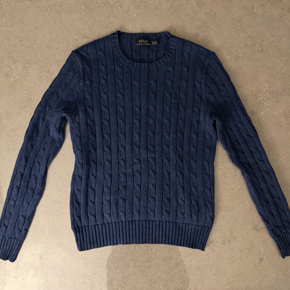Polo by Ralph Lauren Navy Cable Crewneck Sweater